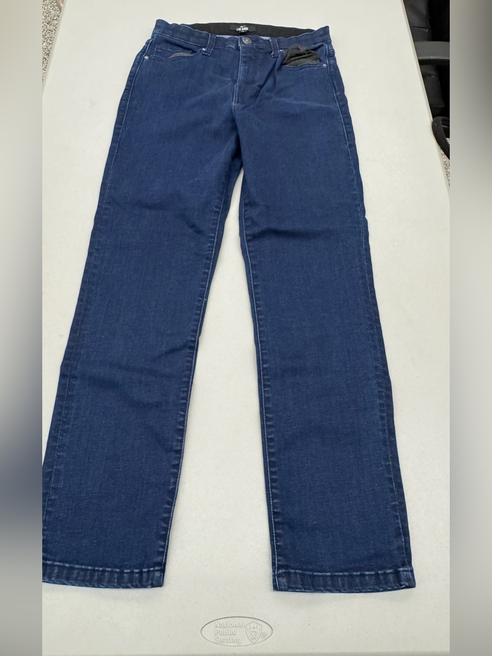 LuLaRoe Women's Navy Straight-Leg Denim Jeans with magic waistband